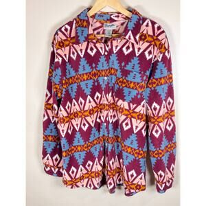Wrangler women’s button down fleece shirt jacket XL Aztec print
